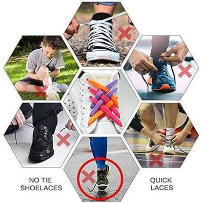 Speed Laces No Tie Silicone Elastic Shoe Lace for Adults - White