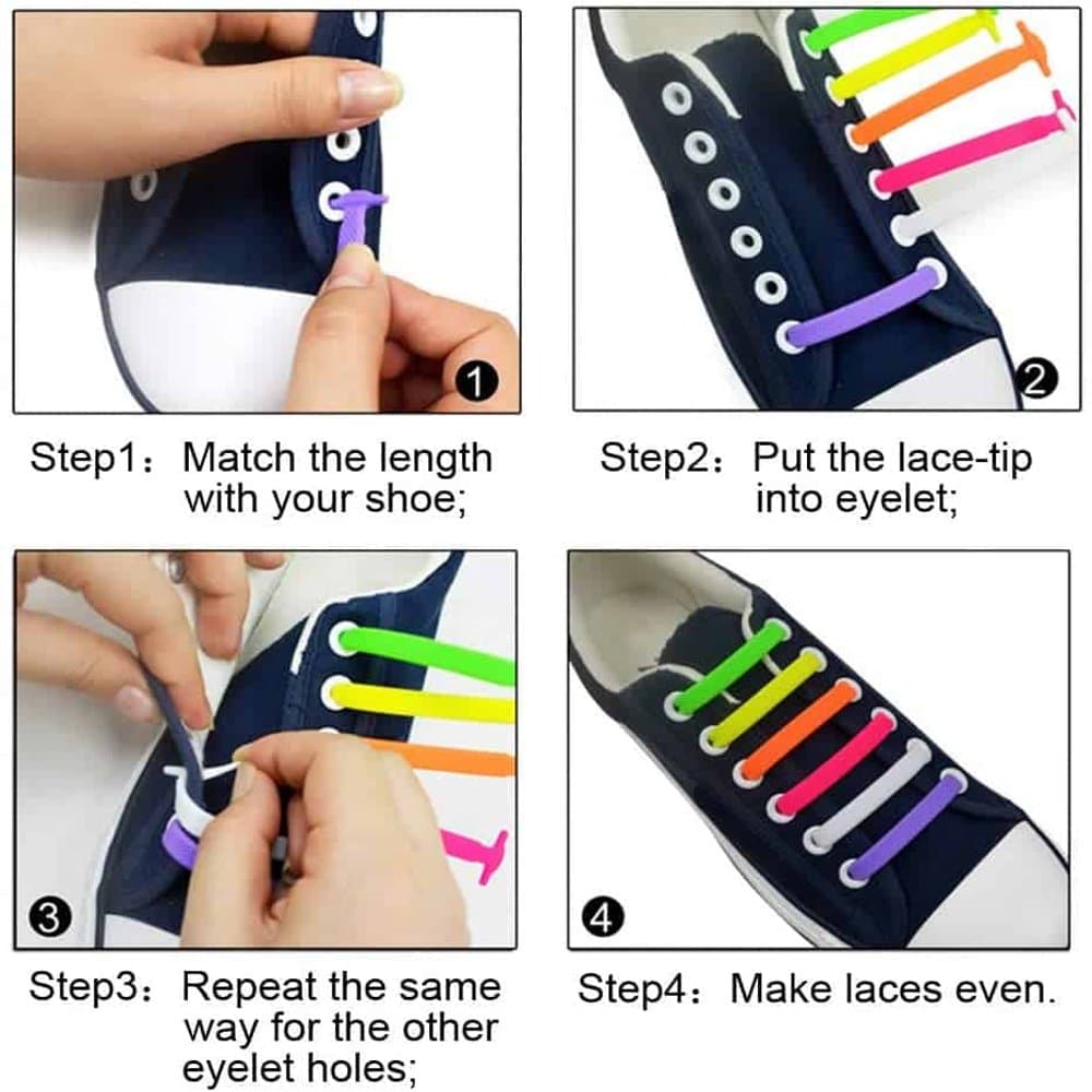 elastic lazy no-tie silicone speed laces - Rainbow (Adults)