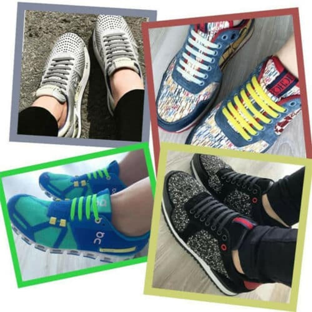 elastic lazy no-tie silicone speed laces - Green (Adults)(x2 Combo)