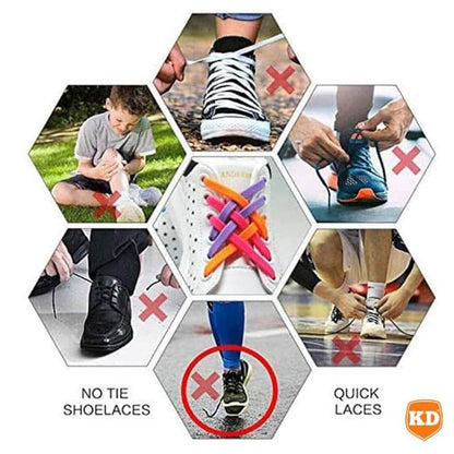 elastic lazy no-tie silicone speed laces - Orange (Adults)(x2 Combo)
