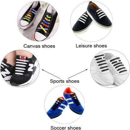 elastic lazy no-tie silicone speed laces - Rainbow (Adults)(x2 Combo)