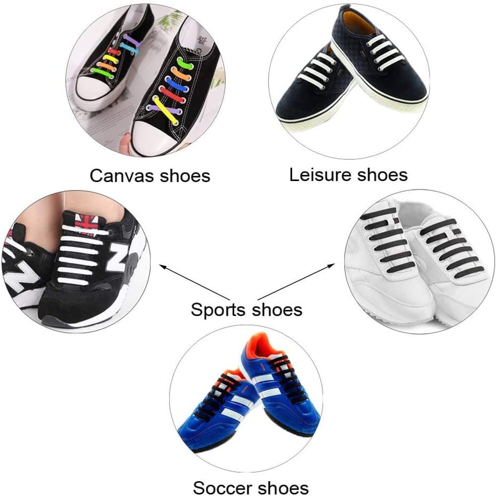 elastic lazy no-tie silicone speed laces - Rainbow (Adults)(x2 Combo)