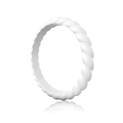 Women's Braided Silicone Ring x 3 Pack - Grey, Pink, White - Size USA 6/ RSA L