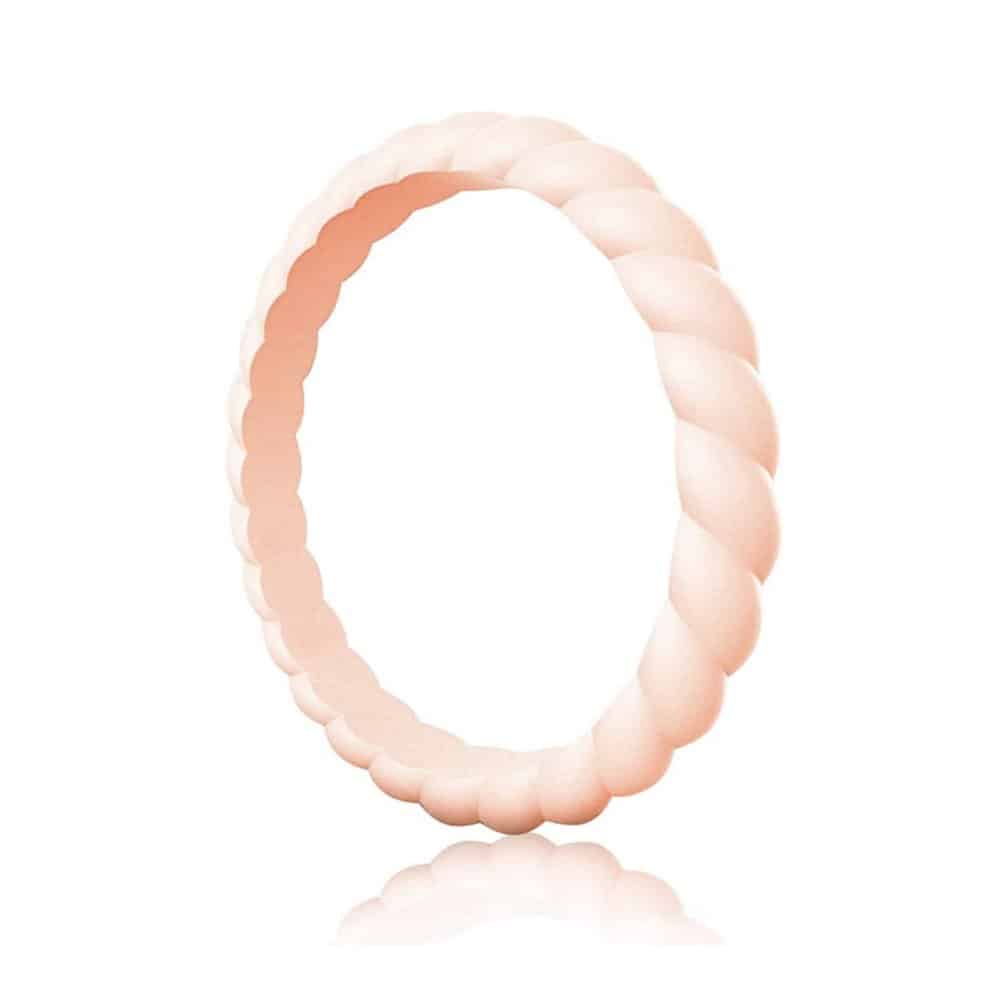 Women's Braided Silicone Ring x 3 - Grey, Pink, White - Size USA 8/ RSA Q