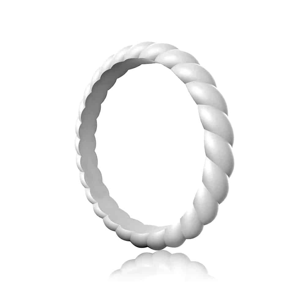 Women's Braided Silicone Ring x 3 Pack - Grey, Pink, White - Size USA 6/ RSA L