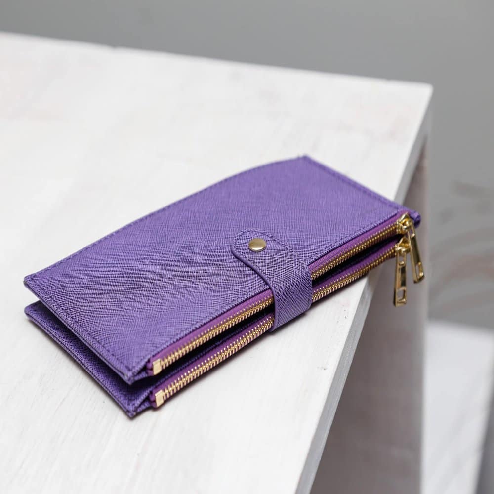 RFID blocking multi-card purse vegan leather women's wallet - D. purple