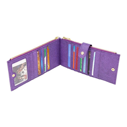 RFID blocking multi-card purse vegan leather women's wallet - D. purple
