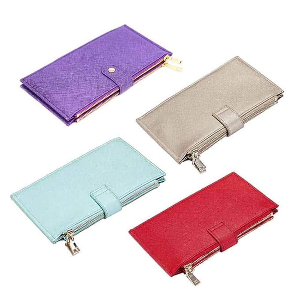 RFID blocking multi-card purse vegan leather women's wallet - D. purple