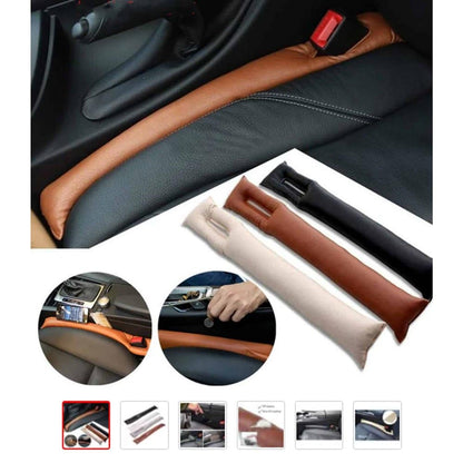 Car seat anti-lost plug PU Vegan leather gap filler case set - x2/Brown