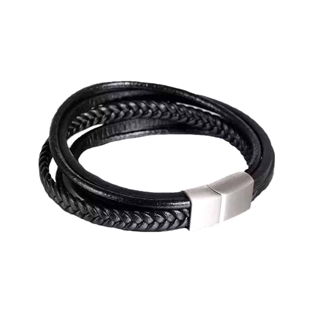 22cm handmade PU Vegan Leather bracelet - Brown (L/XL)