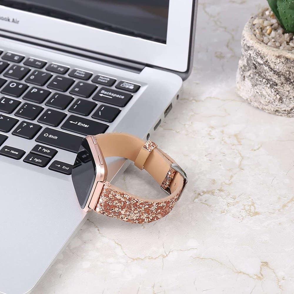 Leather Strap for Fitbit Versa - Gold