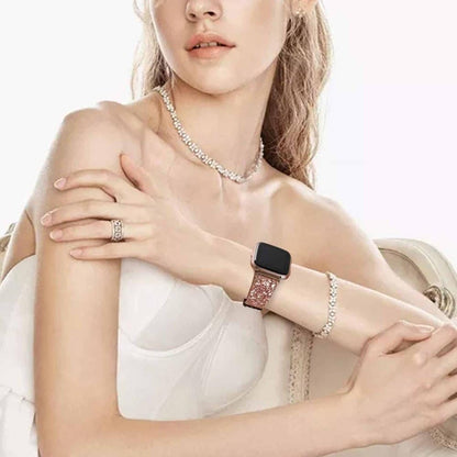 Leather Strap for Fitbit Versa - Silver