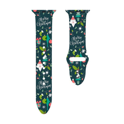 Silicone Strap for 38/40/41mm Apple Watch - Green Christmas