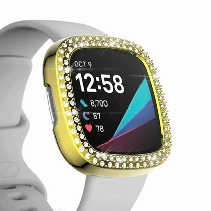 PC case with diamond for Fitbit Versa 3 ,Sense - Silver