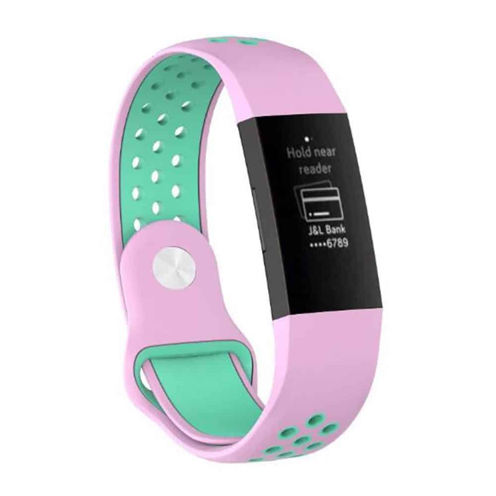 Silicone Band for Fitbit Charge 3(M/L) - Pink+Frost Blue