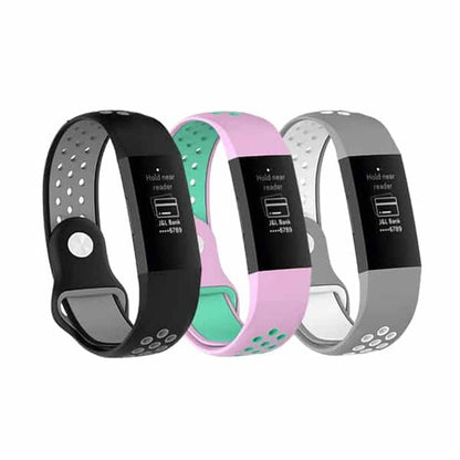 Silicone Band for Fitbit Charge 3(M/L) - Pink+Frost Blue