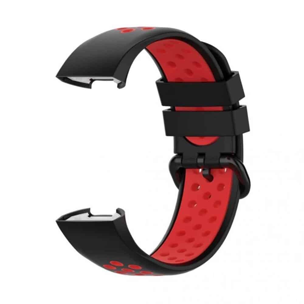 Silicone Band for Fitbit Charge 3/SE/4 - Black+Red