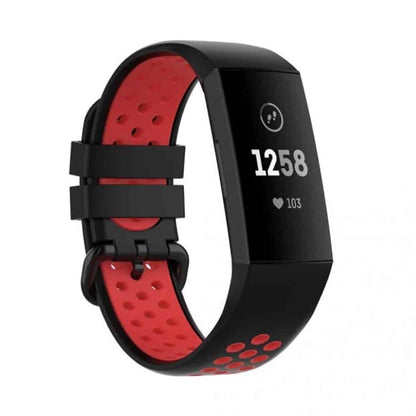 Silicone Band for Fitbit Charge 3/SE/4 - Black+Red