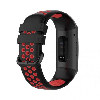 Silicone Band for Fitbit Charge 3/SE/4 - Black+Red