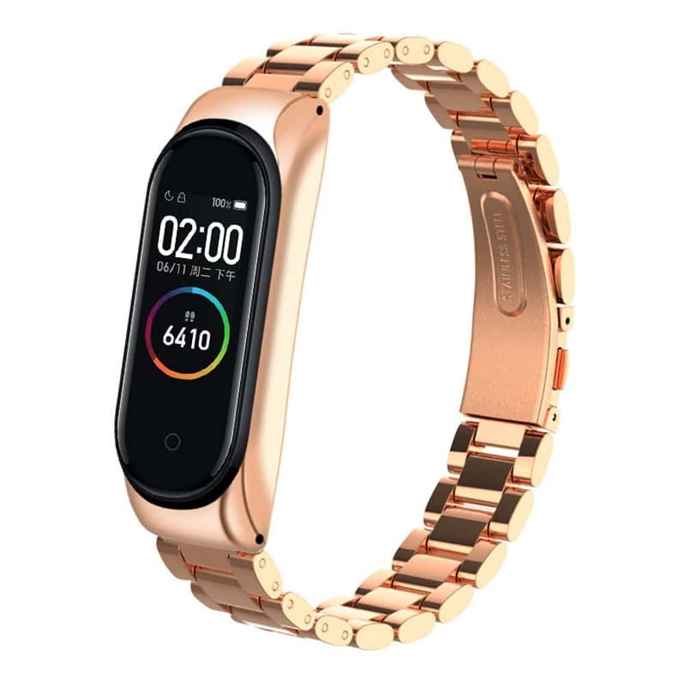 3 links stainless steel band for xiaomi band 3/4 - Gold