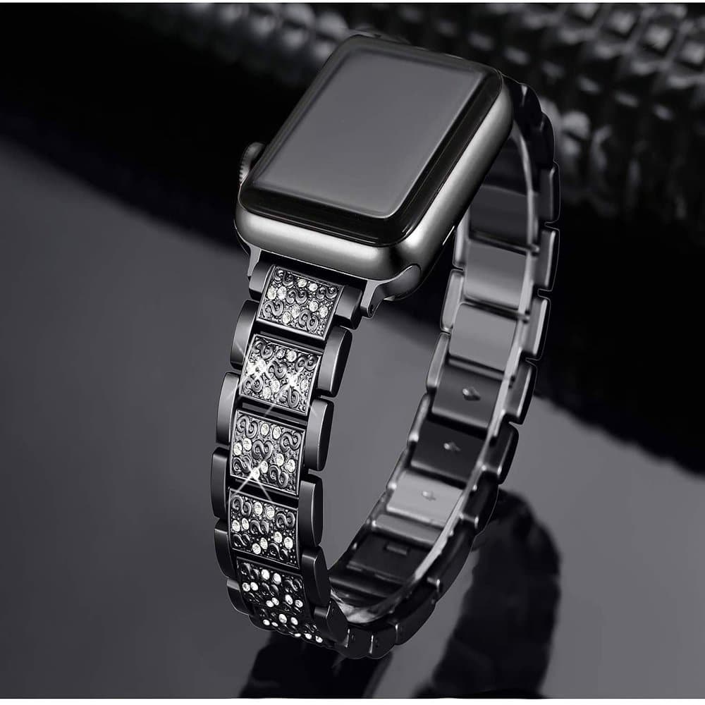 42/44/45/49mm Apple Watch Diamond rhinestone strap + tool - Black