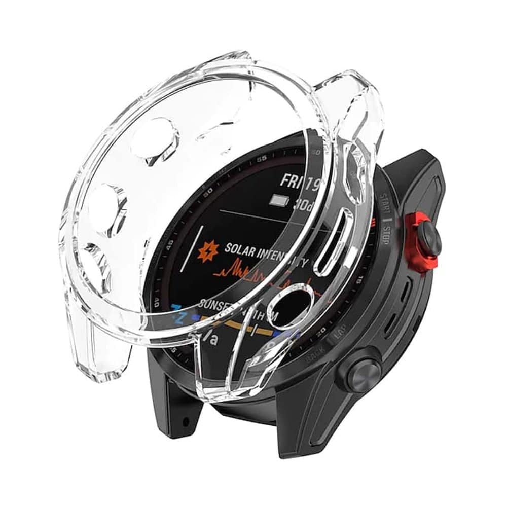 TPU Protective Bumper Cover for Garmin Fenix 7S- Clear Black 42mm