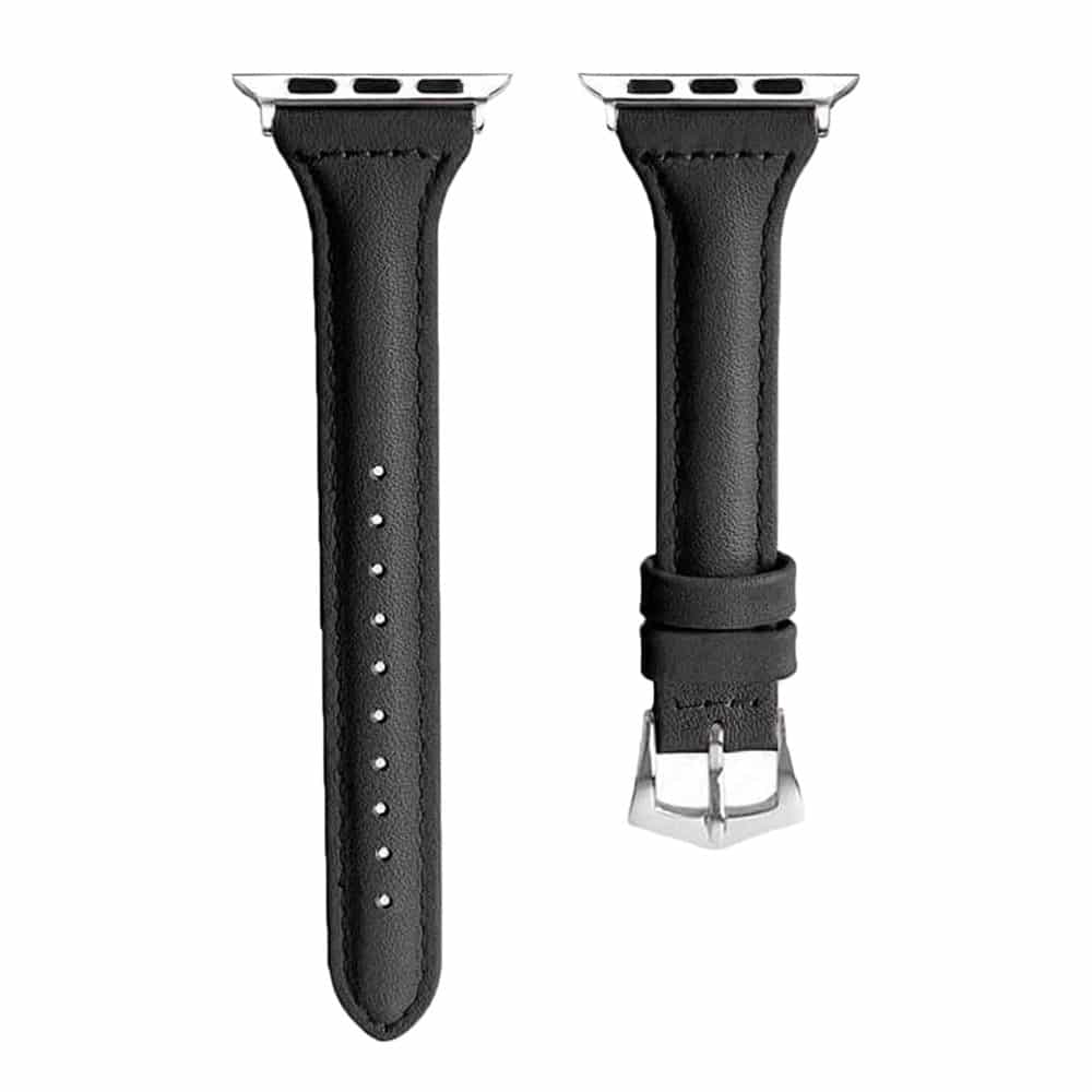 T shape Leather Strap for 38/40/41mm Apple Watch - Black