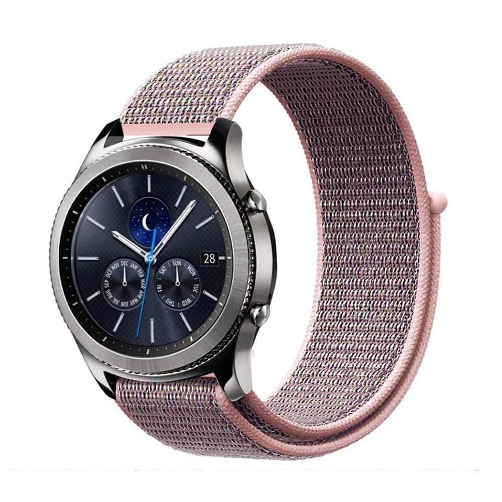 Nylon Strap for Garmin Vivoactive 3/Venu/Forerunner 245/645/ Suunto Fitness/Polar Ignite Navy/Purple S/M/L