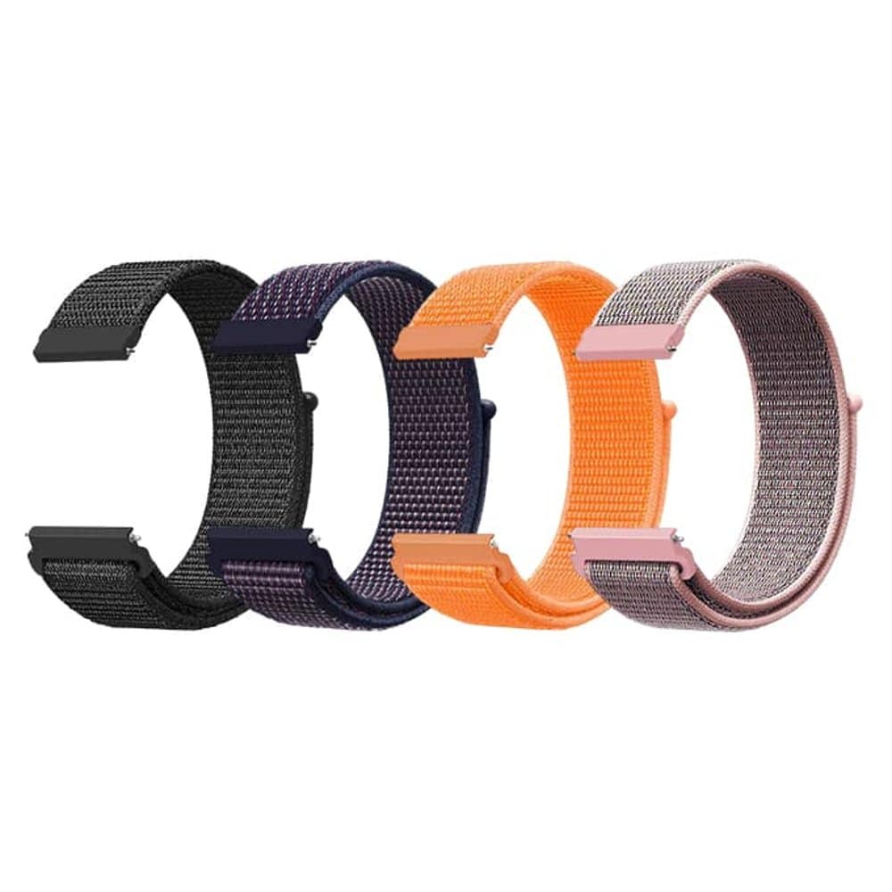 Nylon Strap for Garmin Vivoactive 3/Venu/Forerunner 245/645/ Suunto Fitness/Polar Ignite Navy/Purple S/M/L