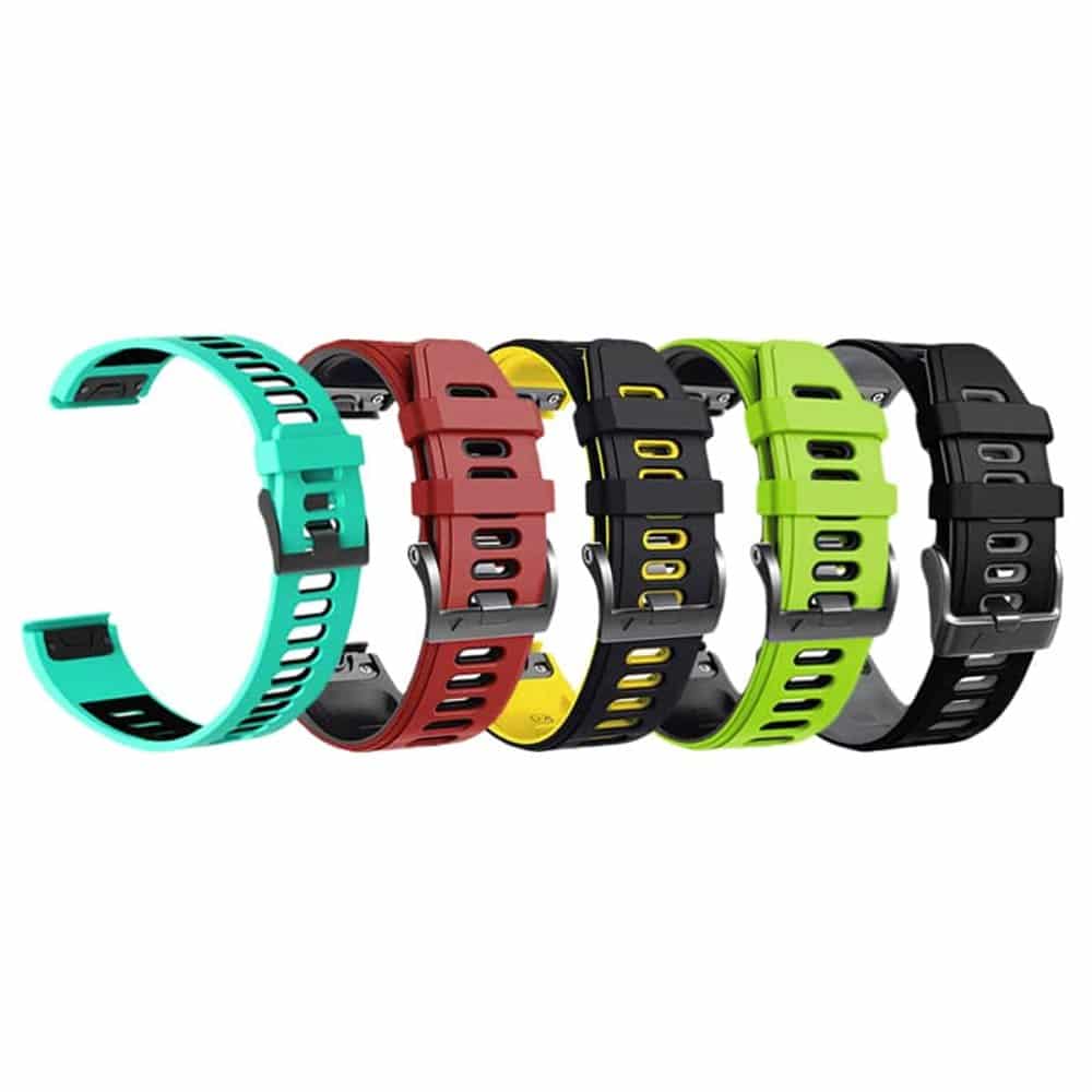 Quick Release Silicone band for Garmin 26mm Fenix 5X/6X/3/3HR - Black & Pink