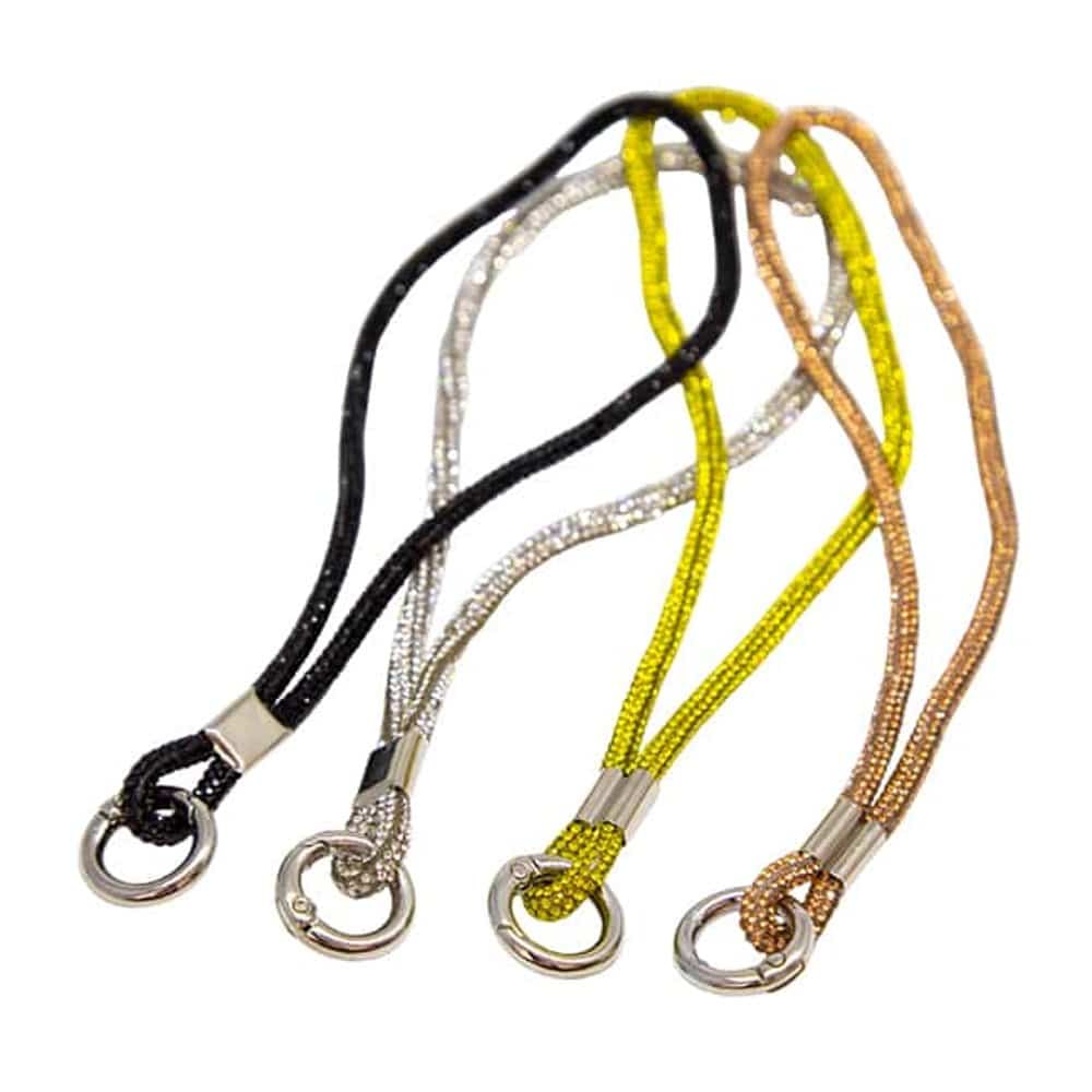 Universal Cell Phone Diamond Lanyard Compatible with all smart phone - 1x Diamond Nylon Neck Strap, 1x Diamond Wrist Strap(20cm) - Gold