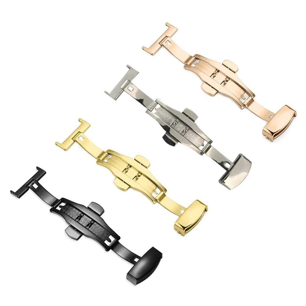 18mm stainless-steel deployment clasp for watch strap - Black