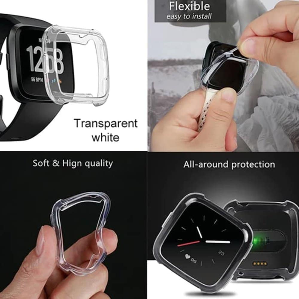 Soft Full Face Screen Protector Case for Fitbit Versa 1 - Silver
