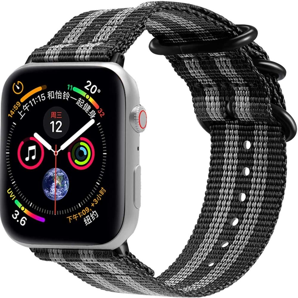 38/40/41mm Apple Watch nylon strap - Black & grey