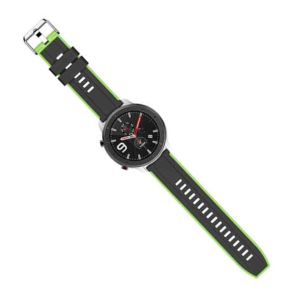 22mm Polar Grit X Replacement Silicone Strap (Adjustable S-M-L)- Black & Green