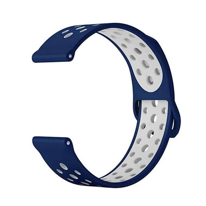 22mm Samsung Gear Sport silicone strap - Navy & white