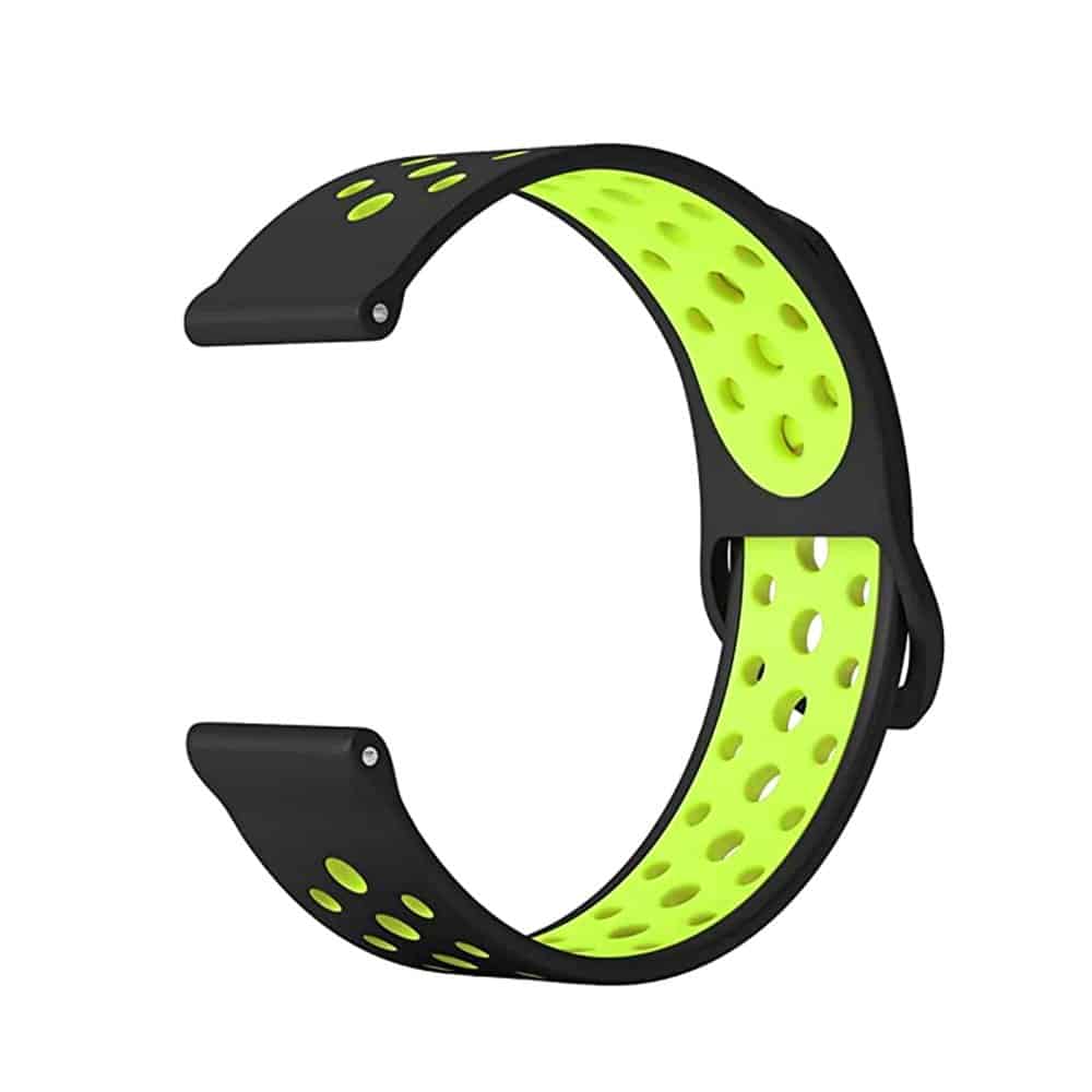 22mm Samsung Gear Sport silicone strap - Black & green