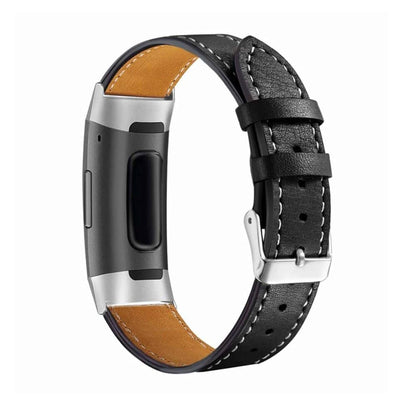 PE Leather Strap for Fitbit Charge 3/4, Sense  - Black