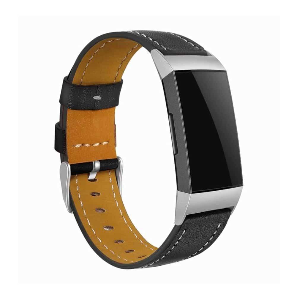 PE Leather Strap for Fitbit Charge 3/4, Sense  - Black