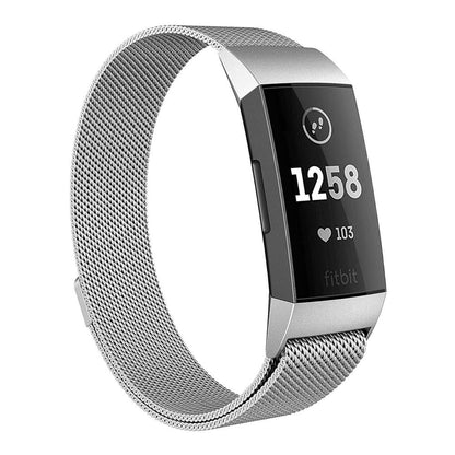 Stainless Steel Milanese Loop Strap Fitbit Charge 3/4, Sense M/L - Silver