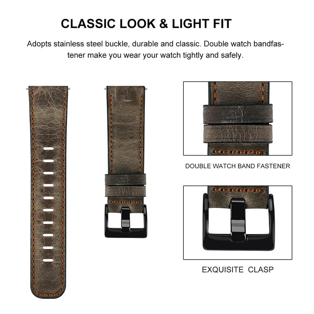 Universal Leather Band Strap 22mm Vintage - Brown
