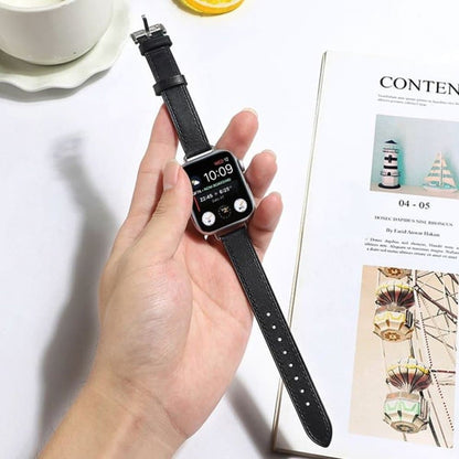 Slim Leather Band Strap for Apple Watch 38/40/41mm - Black