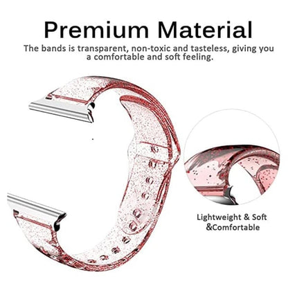 Transparent Glitter TPU Strap Band for Apple Watch 42/44/45/49mm - Pink