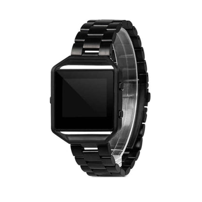 Stainless Steel Strap w/Metal Frame for Fitbit Blaze - Black + Link removal tool