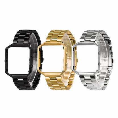 Stainless Steel Strap w/Metal Frame for Fitbit Blaze - Black + Link removal tool