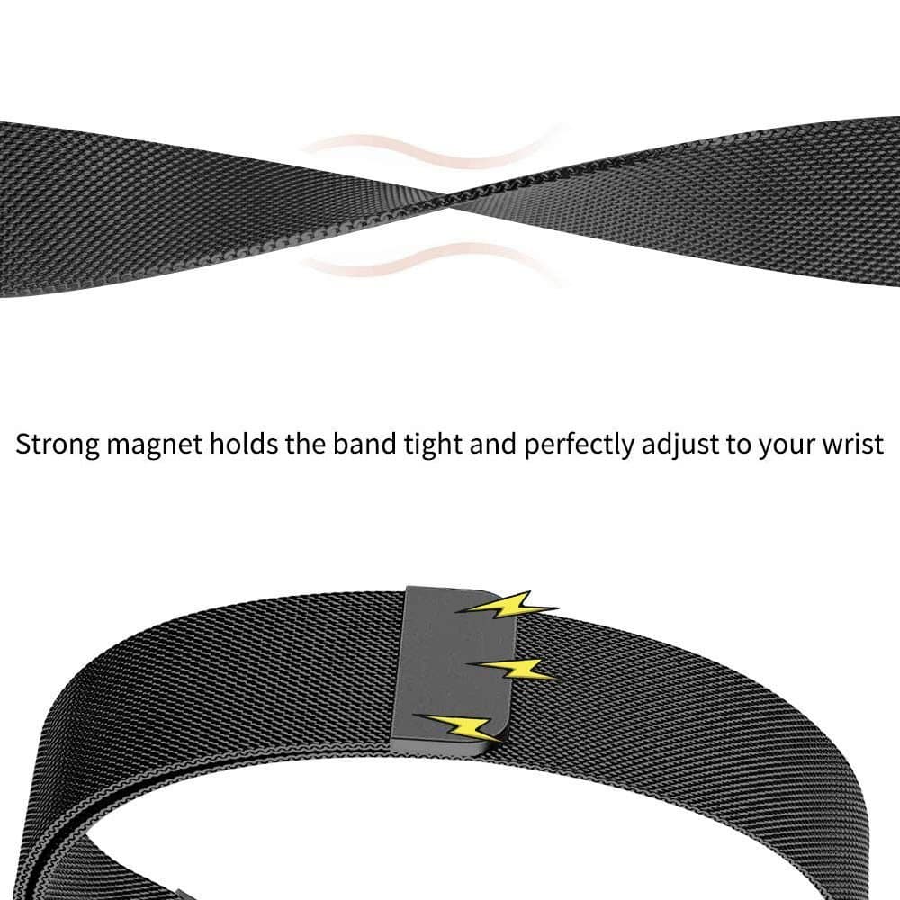 Stainless Steel Milanese Strap for Fitbit Inspire/Inspire HR/Fitbit Ace 2 (S/M) - Black