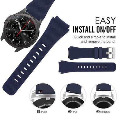 Silicone Strap For Samsung Gear S3 Frontier, Amazfit Stratos 2/2S Pace (S/M) - Frost Blue