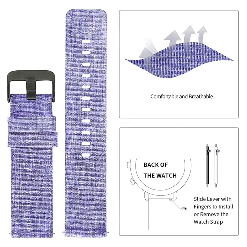 Fitbit Versa/2/Lite/SE Canvas Nylon Replacement Strap - Purple