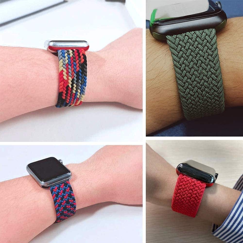 20mm Universal watch braided elastic loop strap - Red (155mm)