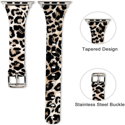 Slim Style Silicone Strap for 38/40/41mm Apple Watch- Leopard- S/M